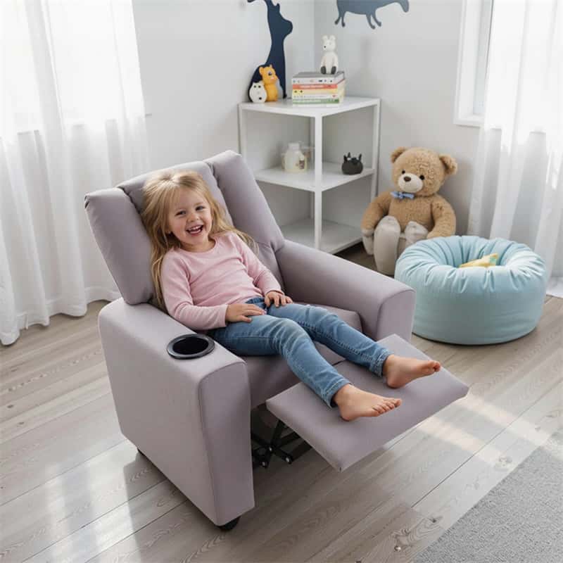 Kids Recliner Chair with Cup Holder & Side Pocket, Adjustable Toddler Lounge Sofa - Product image 86