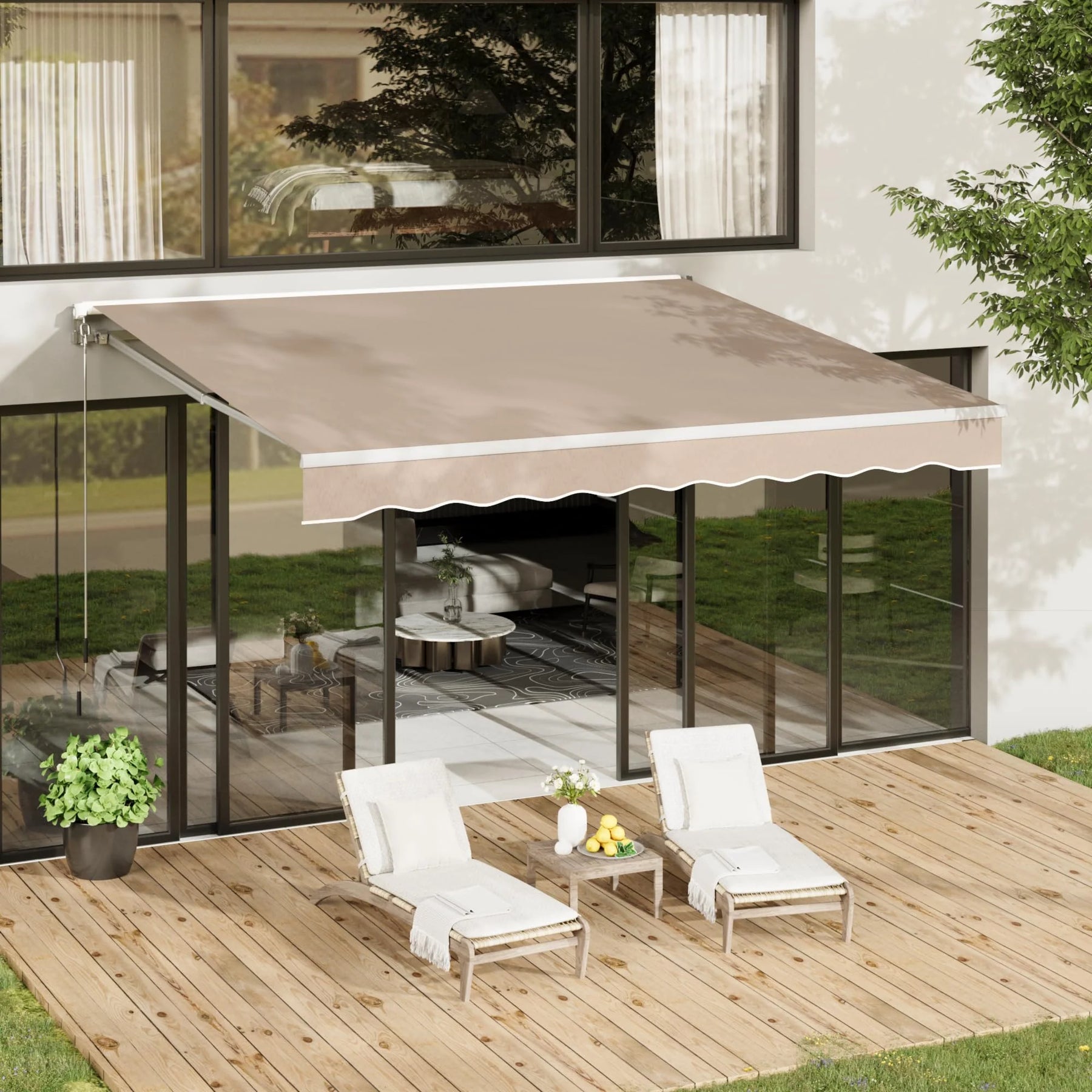 AECOJOY 16'x10' Manual Retractable Awning Sun Shade, Patio Awning Canopy - Product image 2
