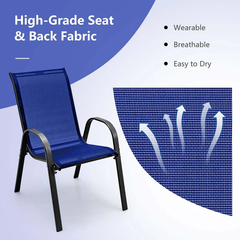 Set of 4 Outdoor Stackable Dining Chairs with Breathable Fabric, All Weather Patio Dining Chairs - Product image 17
