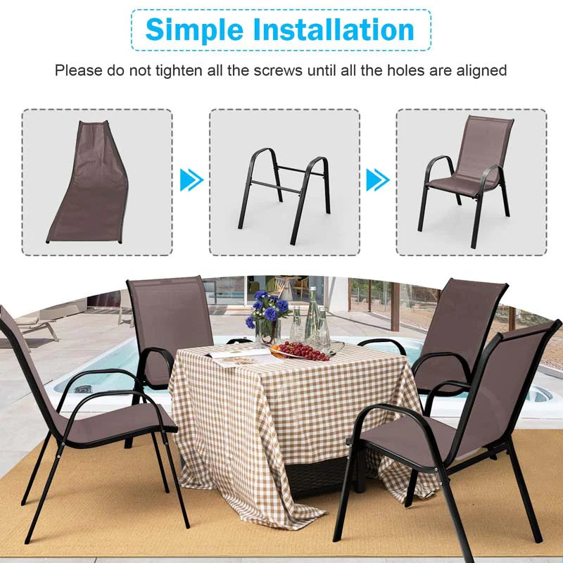Set of 4 Outdoor Stackable Dining Chairs with Breathable Fabric, All Weather Patio Dining Chairs - Product image 23