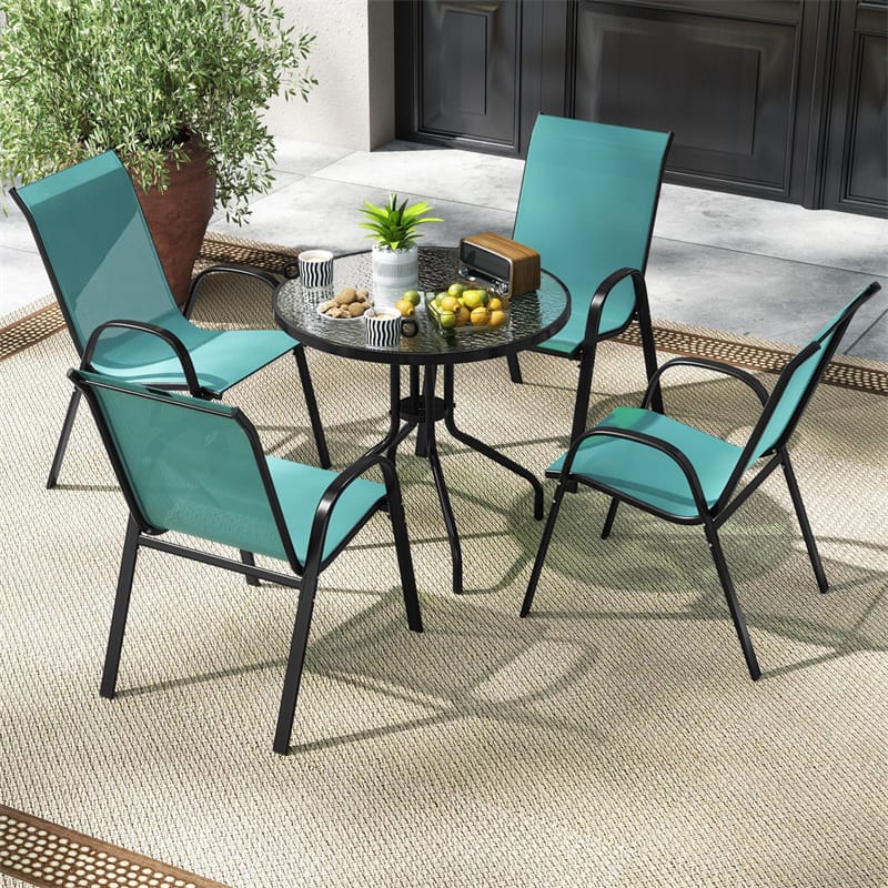 Set of 4 Outdoor Stackable Dining Chairs with Breathable Fabric, All Weather Patio Dining Chairs - Product image 38