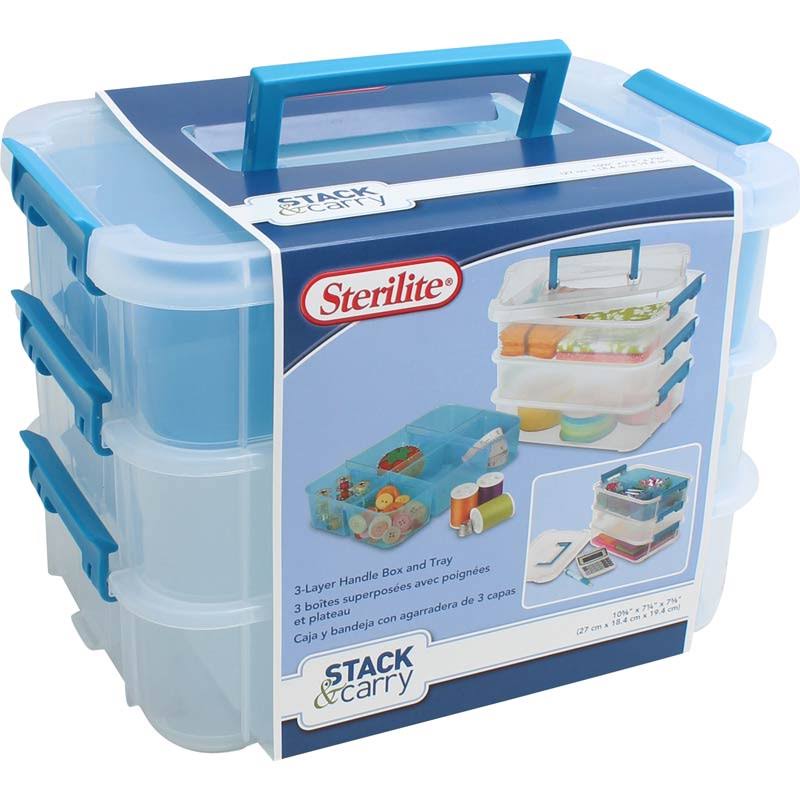 Sterilite Stackable 3-Tier Storage Box, Blue/Clear - Product image 1