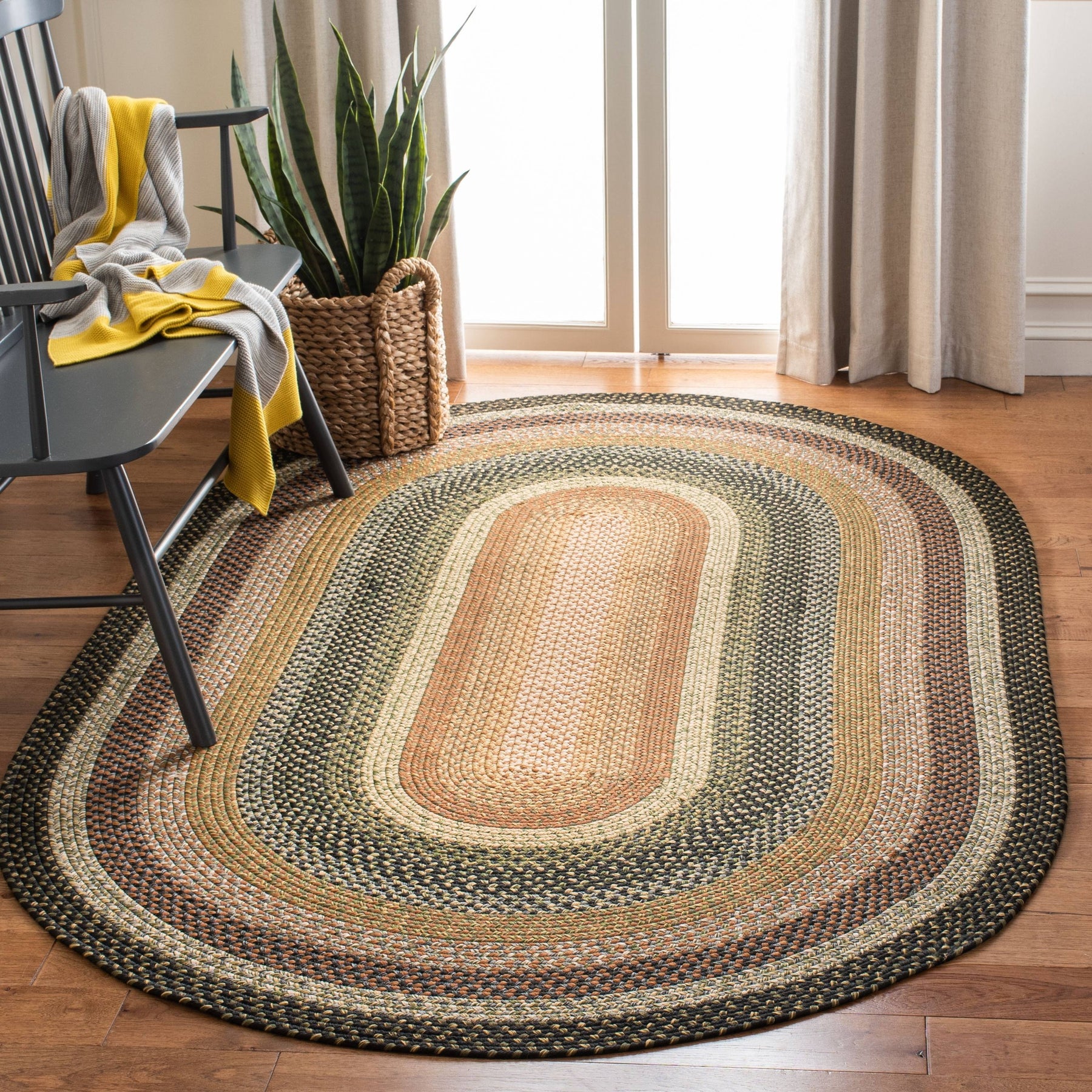 Safavieh Braided Blue/Multi Area Rug; Oval 5' x 8'
