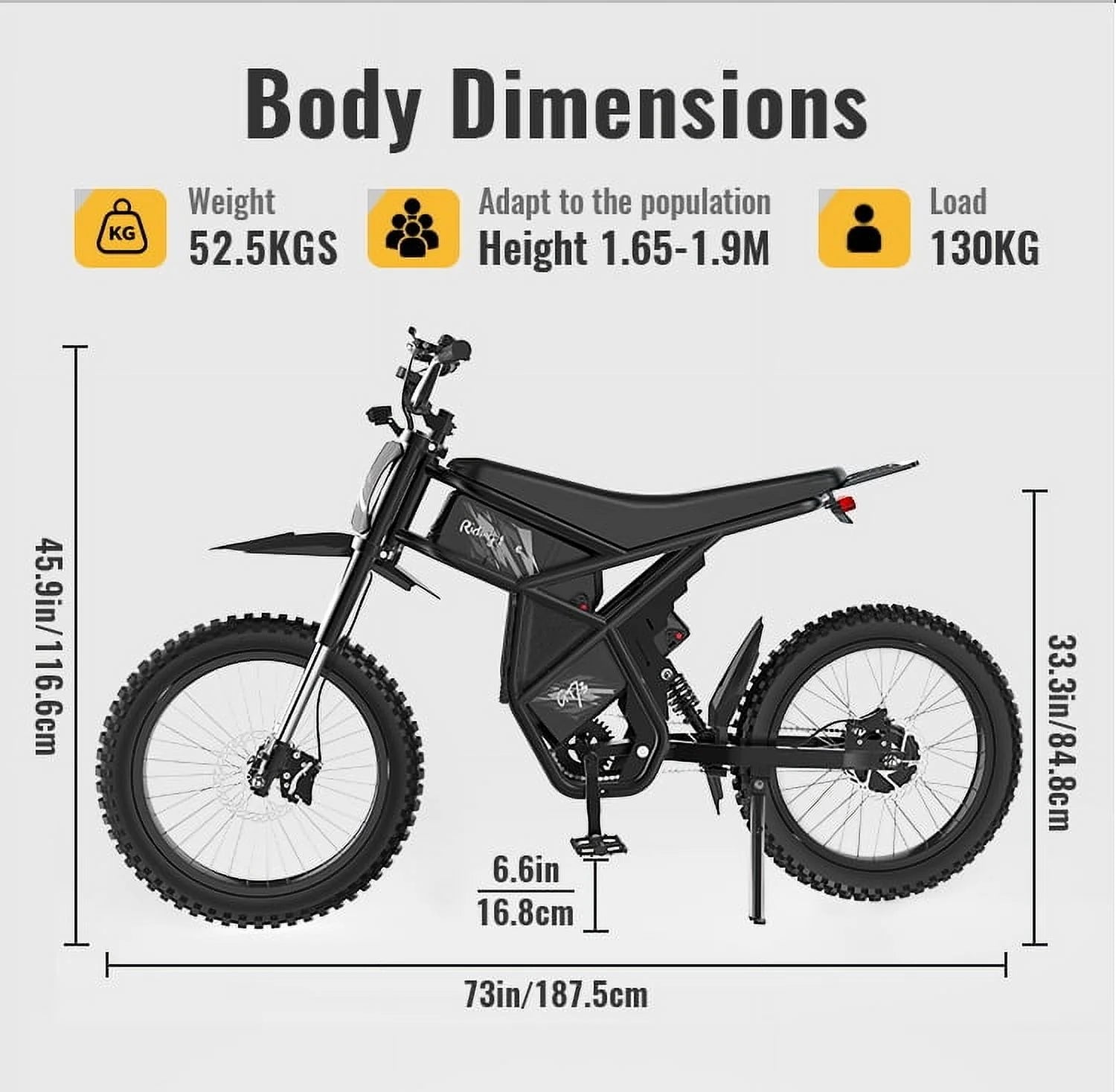 GT73 Electric Bike for Adults, 2000W UL 2849 Electric Dirtbike with 25" Motorcycle Tires - Product image 10