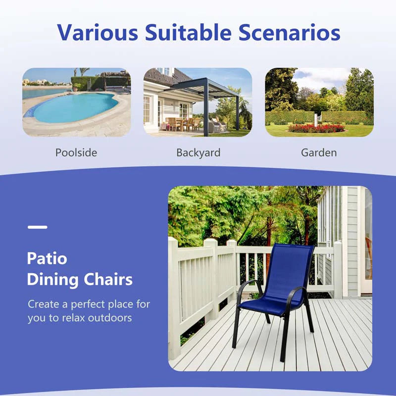 Set of 4 Outdoor Stackable Dining Chairs with Breathable Fabric, All Weather Patio Dining Chairs - Product image 16