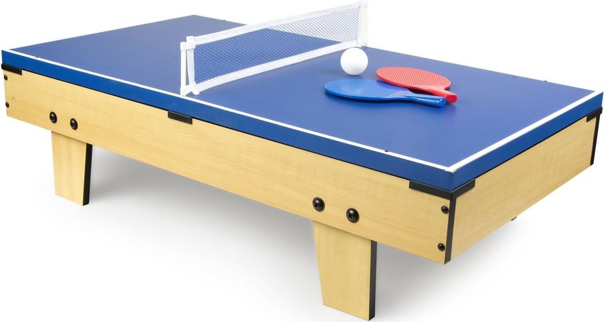 Leomark Table Football Table 4 in 1 Multifunctional Football Game, Billiards, Tenis, Hockey Foosball, Table Football Wooden Table Football Game Small Size Universal