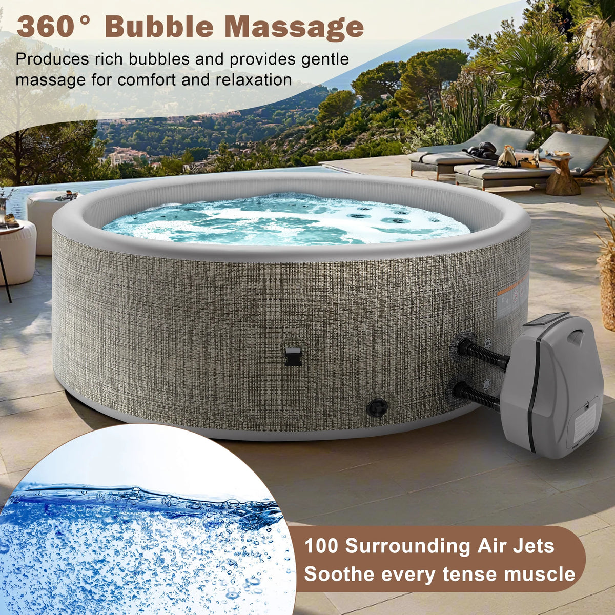 Round Hot Tub Surround Furniture, Spa Surround Outdoor Rattan Sectional Sofa Set with Mini Sofa - Product image 37