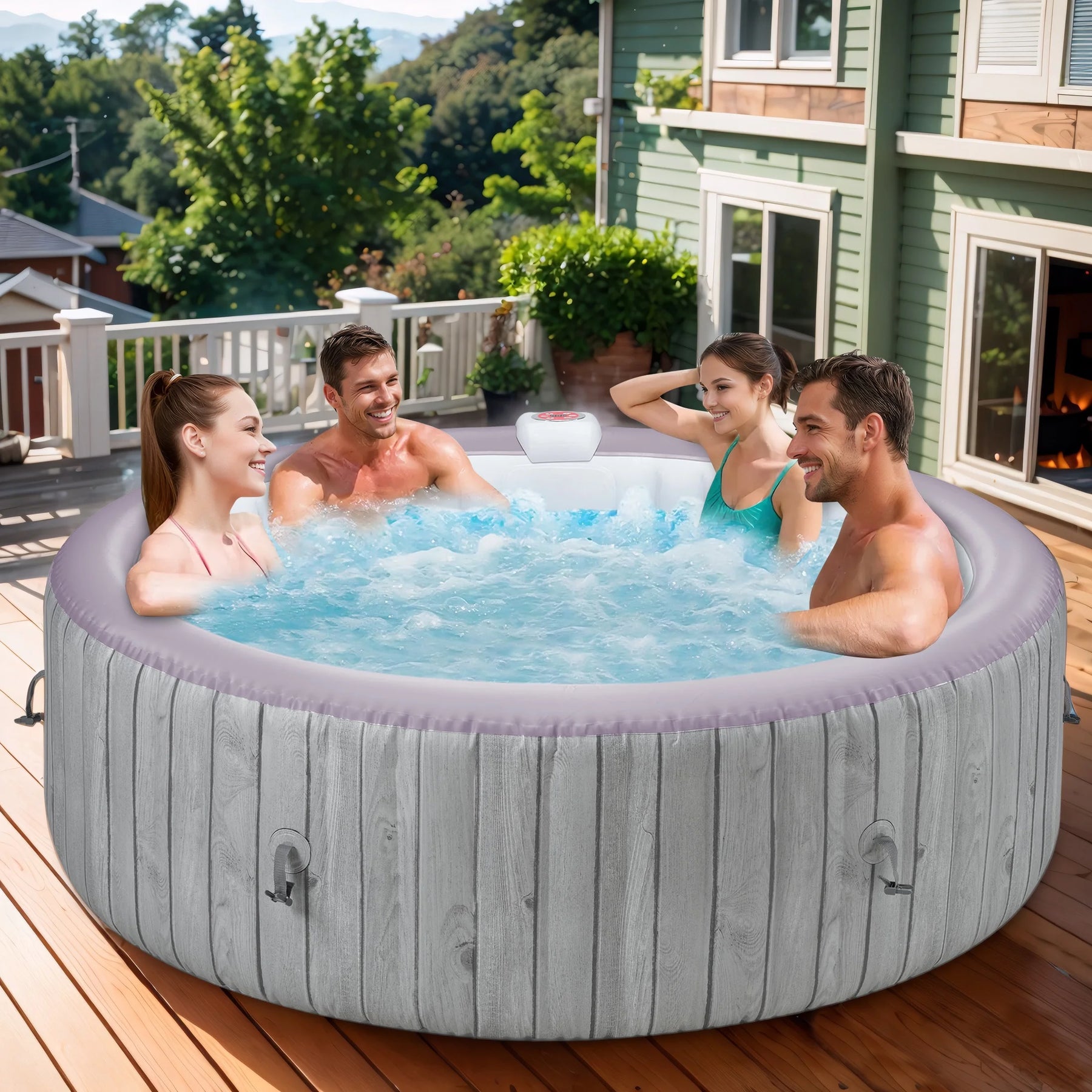 Round Hot Tub Surround Furniture, Spa Surround Outdoor Rattan Sectional Sofa Set with Mini Sofa - Product image 16