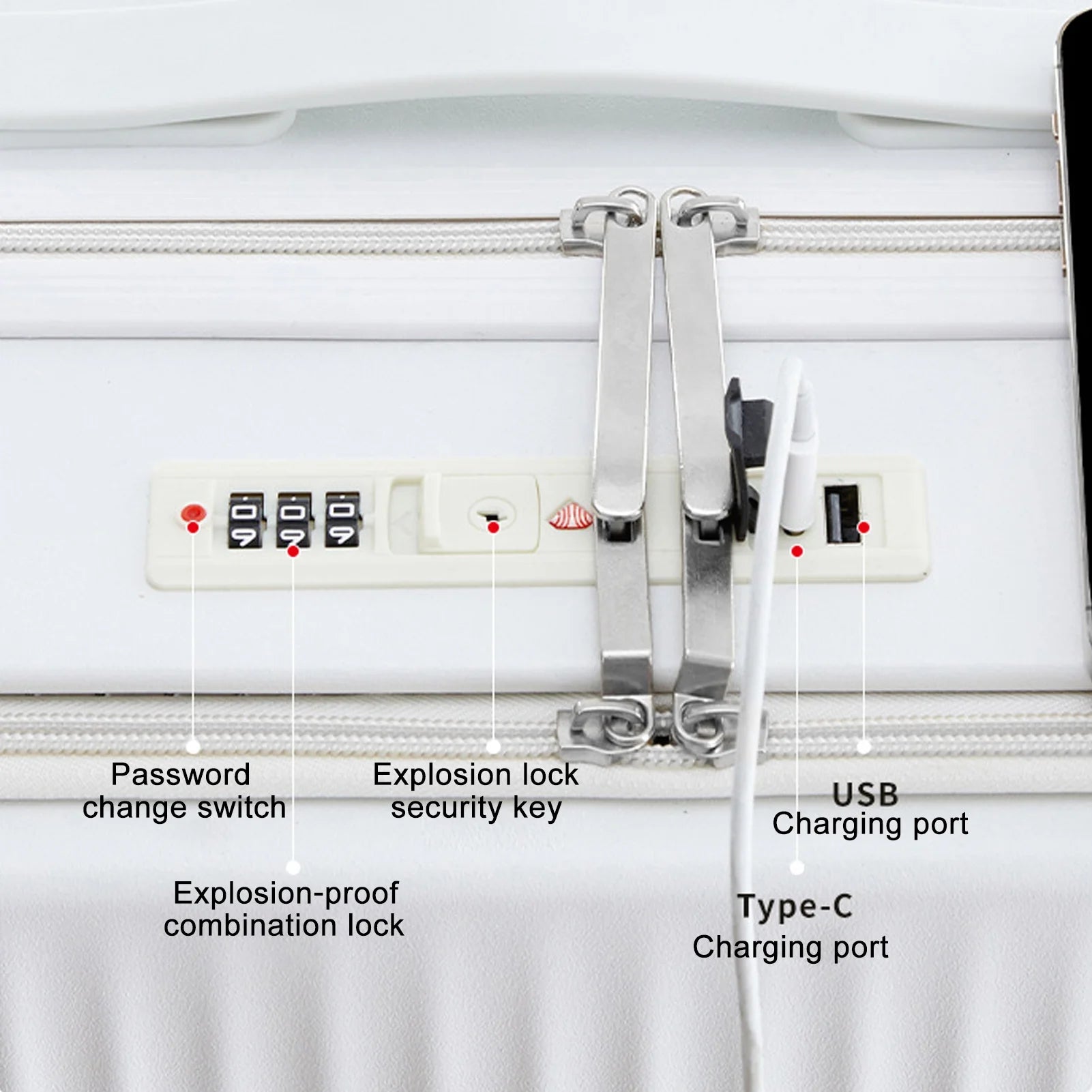 24 in Checked Luggage with Front Pocket, USB Charging Port, Built - in Lock Carry on Suitcase - Product image 10