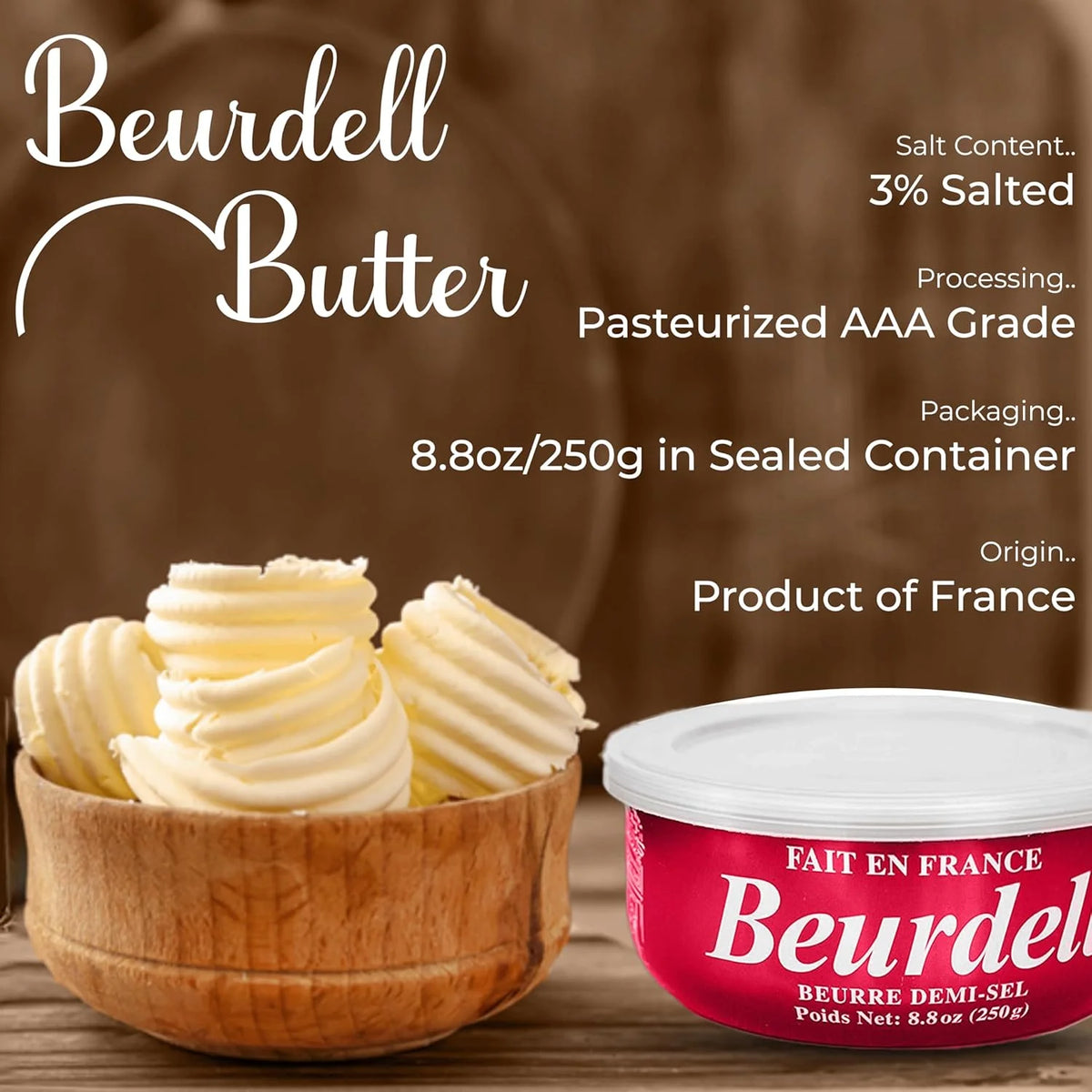 Beurdell Canned French Butter - 100% Natural Salted Pasteurized Real Butter - Product image 2