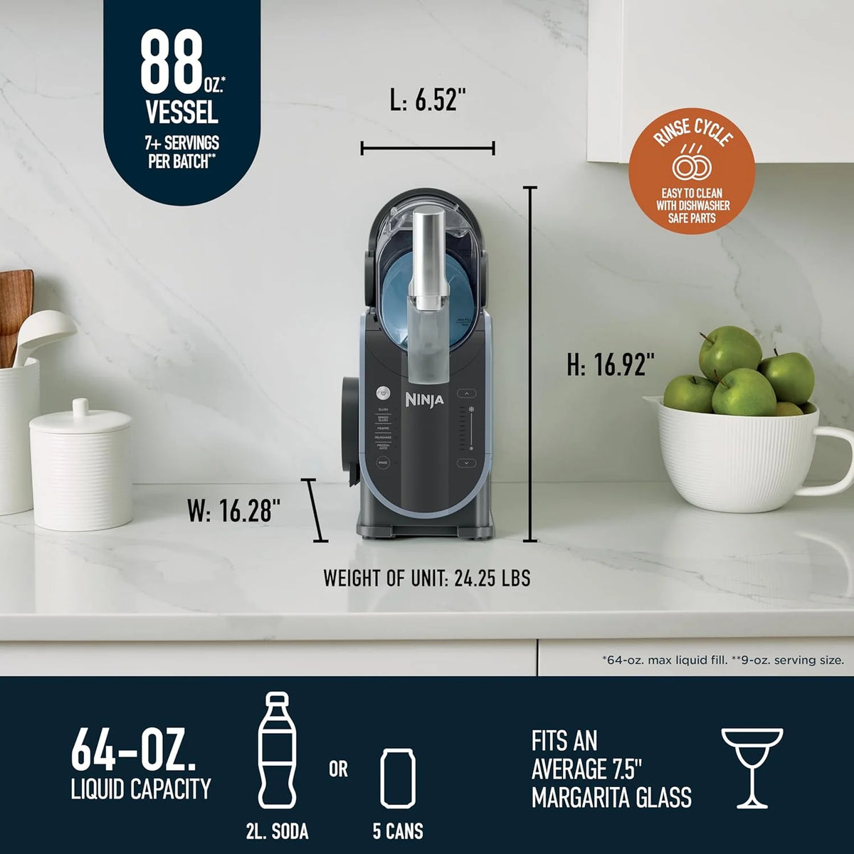 SLUSHi with RapidChill Technology, 88 oz. Frozen Drink & Slushie Machine, 5 Preset Programs, Margaritas - Product image 9