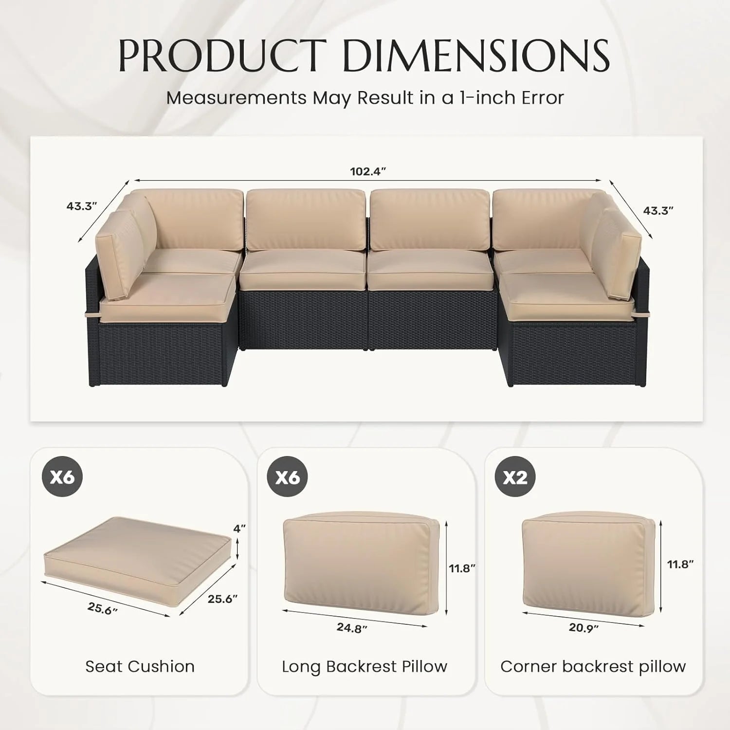 AECOJOY Outdoor Cushions for Patio Furniture 14PCS Outdoor Cushion Covers Replacement Washable with Zipper - Product image 15