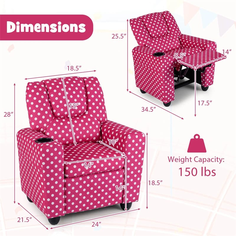 Kids Recliner Chair with Cup Holder & Side Pocket, Adjustable Toddler Lounge Sofa - Product image 70