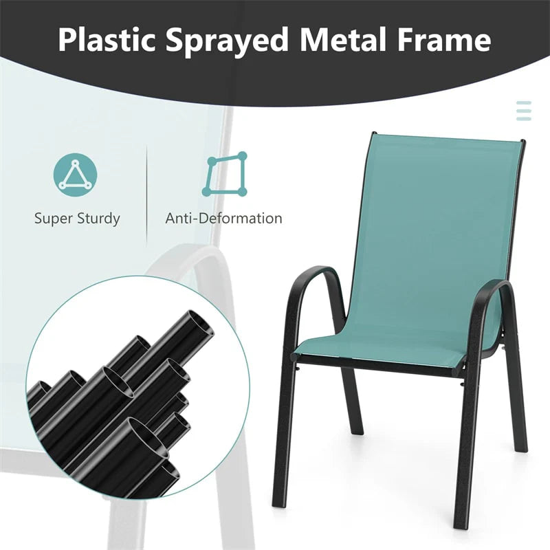 Set of 4 Outdoor Stackable Dining Chairs with Breathable Fabric, All Weather Patio Dining Chairs - Product image 41