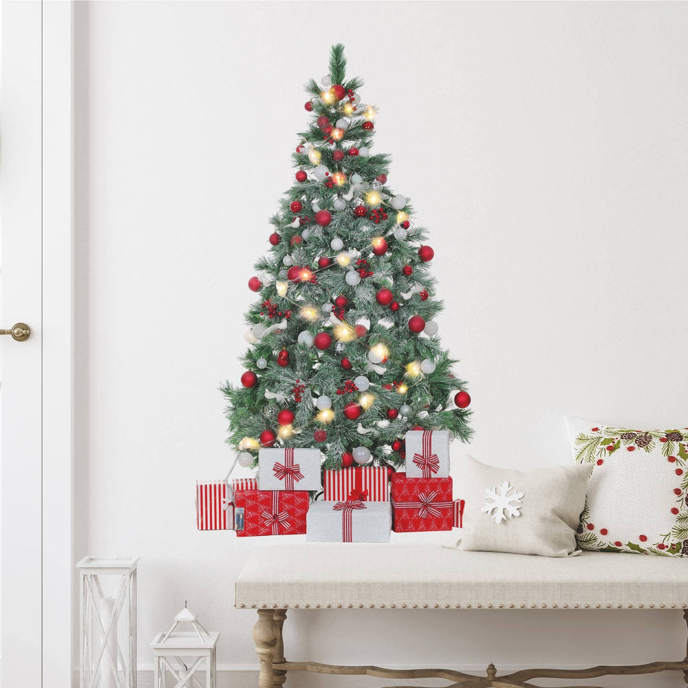 RoomMates RMK4838GM Christmas Tree Giant Peel and Stick Wall Decals with String Lights