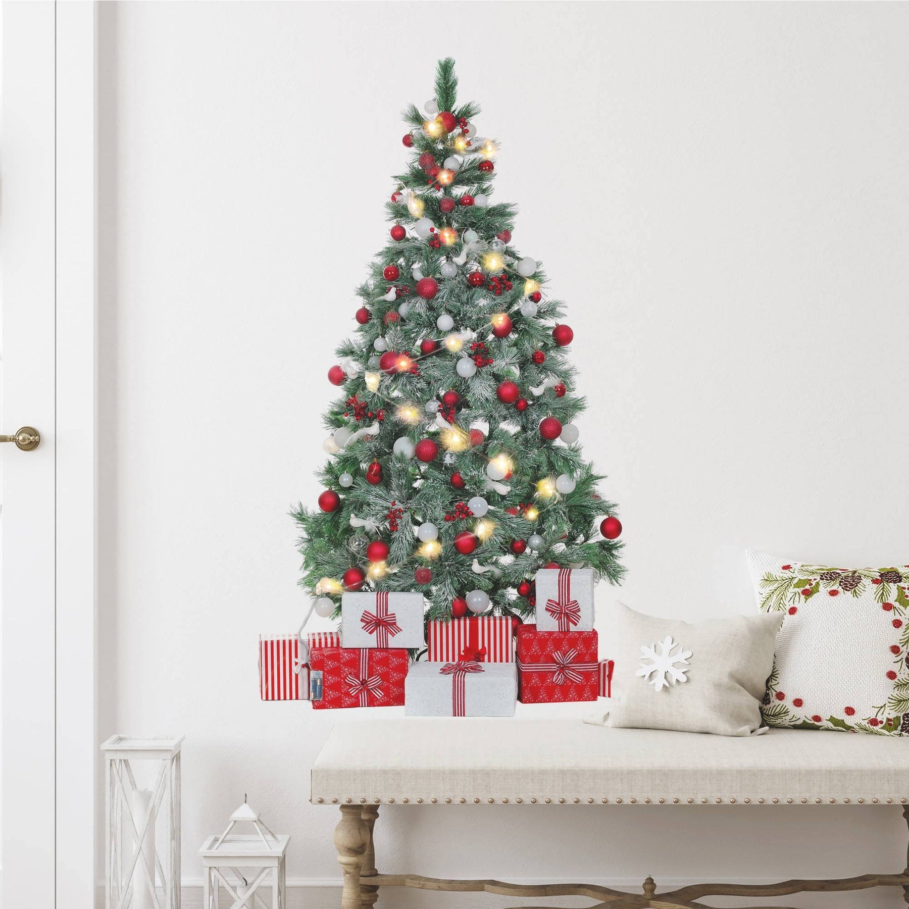 RoomMates RMK4838GM Christmas Tree Giant Peel and Stick Wall Decals with String Lights