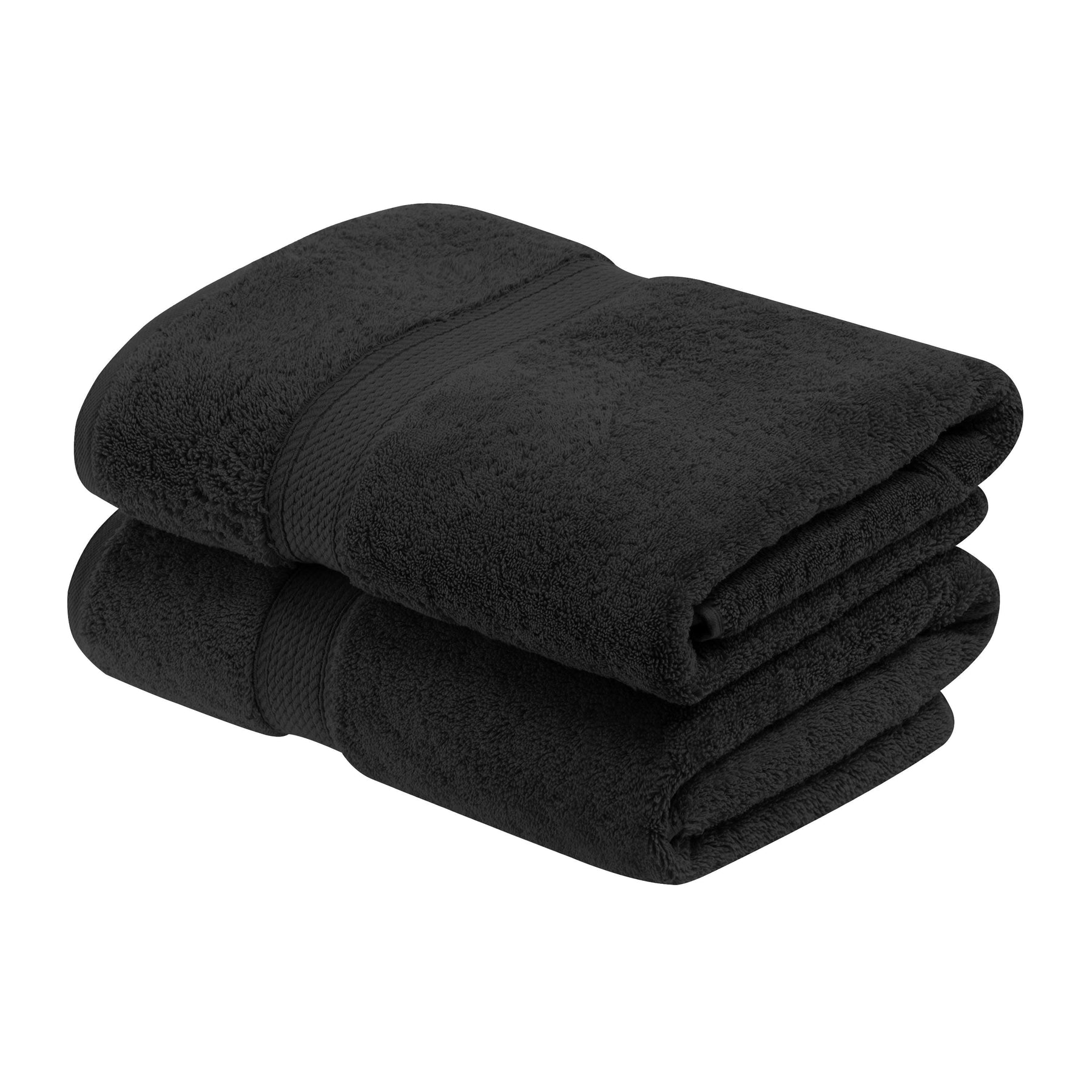 Superior Highly Absorbent Egyptian Cotton 2-Piece Ultra Plush Solid Bath Towel Set - Black - Product image 1