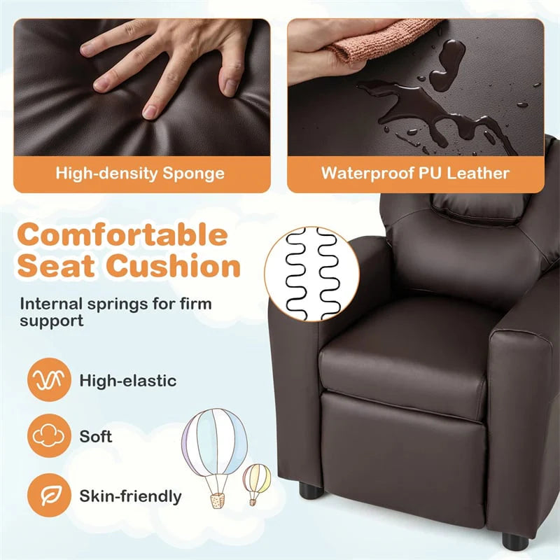 Kids Recliner Chair with Cup Holder & Side Pocket, Adjustable Toddler Lounge Sofa - Product image 24