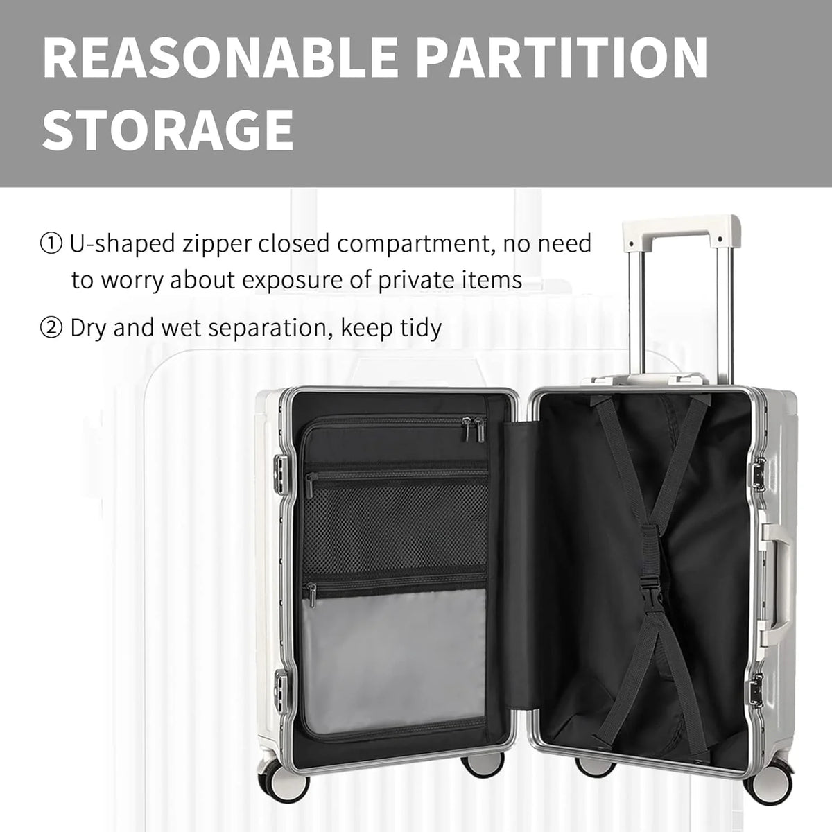 Carry - on Luggage with USB Charging Port, Front Compartment, TSA Lock - Product image 13