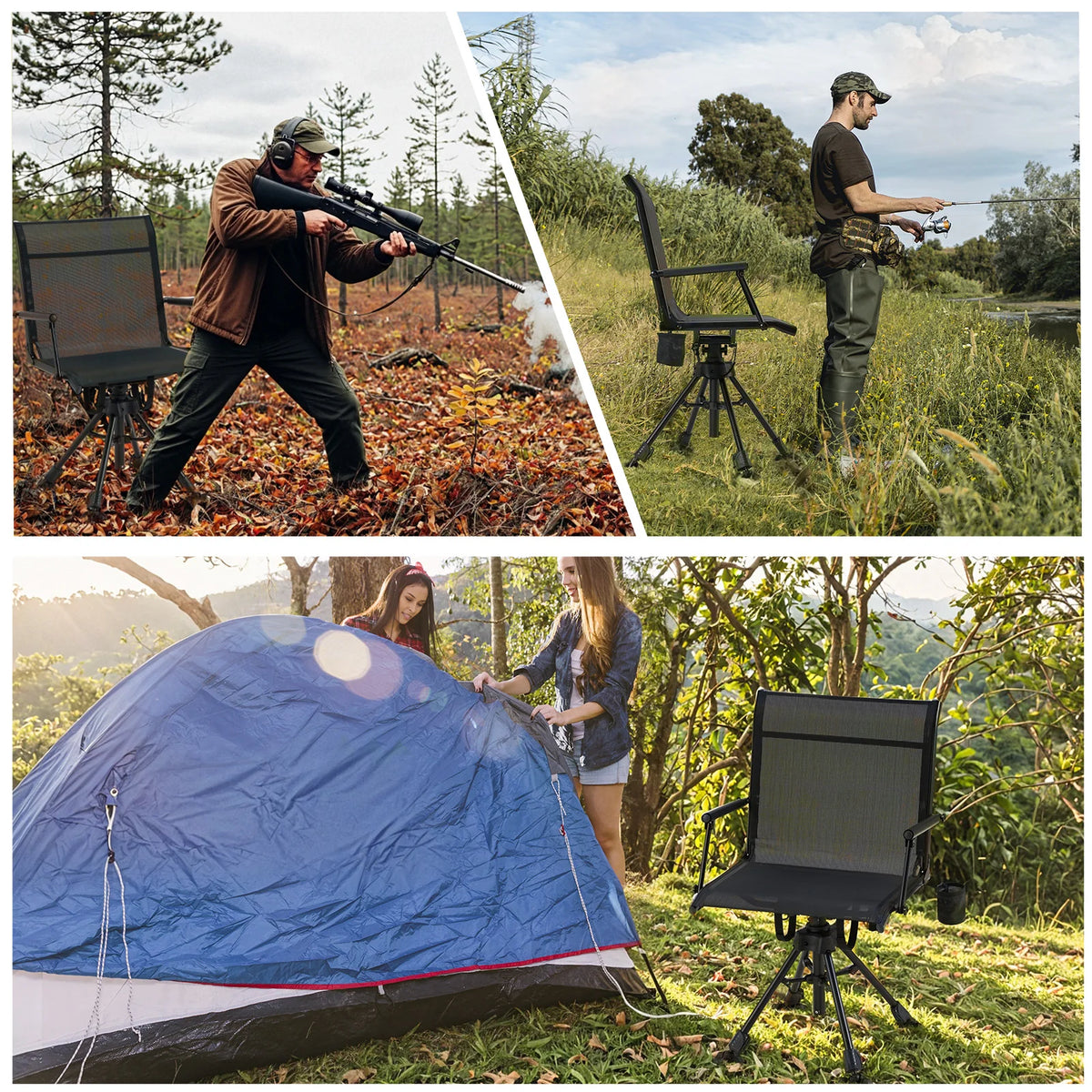 AECOJOY No Cushion Hunting Chair, Durable Metal Frame, Silent Swivel for Outdoor Shooting & Fishing - Product image 6