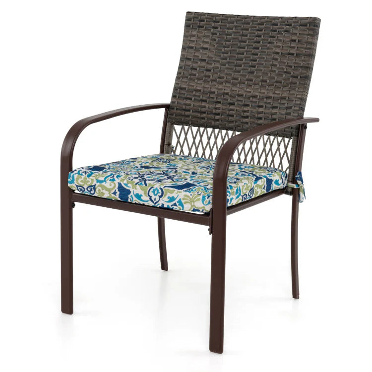 5 Pieces Patio Dining Set, 4 Cushioned Rattan Armchairs & Square Table with Wood-Plastic Tabletop & - Product image 6