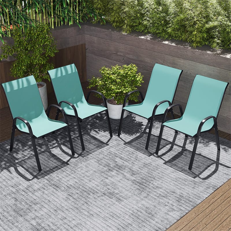 Set of 4 Outdoor Stackable Dining Chairs with Breathable Fabric, All Weather Patio Dining Chairs - Product image 45