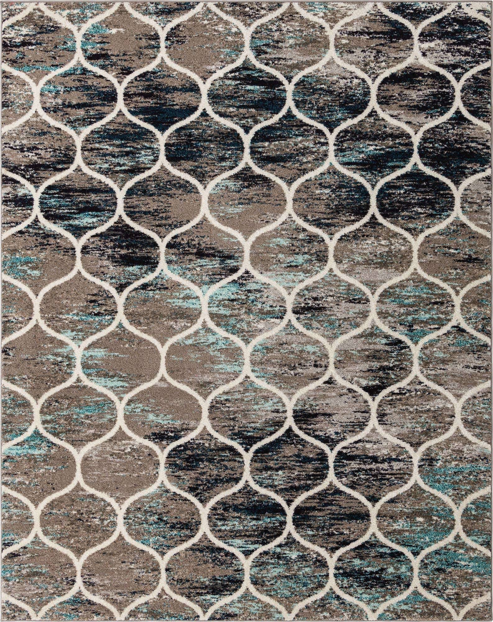 Unique Loom Trellis Frieze Rounded Blue Multi 8 ft. x 10 ft. Area Rug - Product image 1