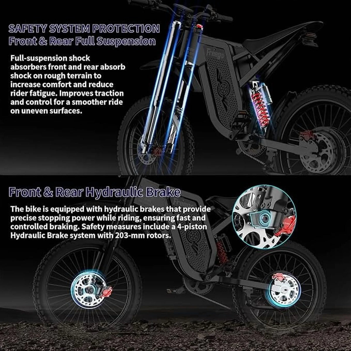Freego X2pro 6000W(Peak)Motor 60V 30ah Battery Electric Motorcycle for Adults, Electric Dirt Bike Teens - Product image 7