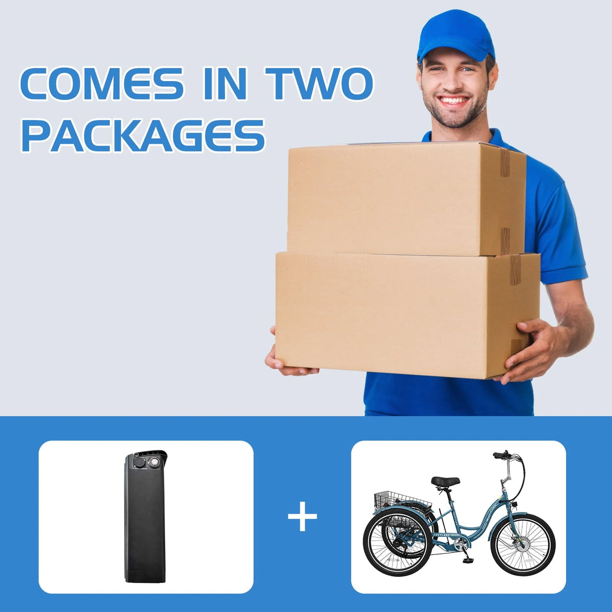 Lilypelle Electric Tricycle, 3 Wheel Motorized Bicycle, with 350W Motor 36V 10.4AH Lithium Battery UL - Product image 11