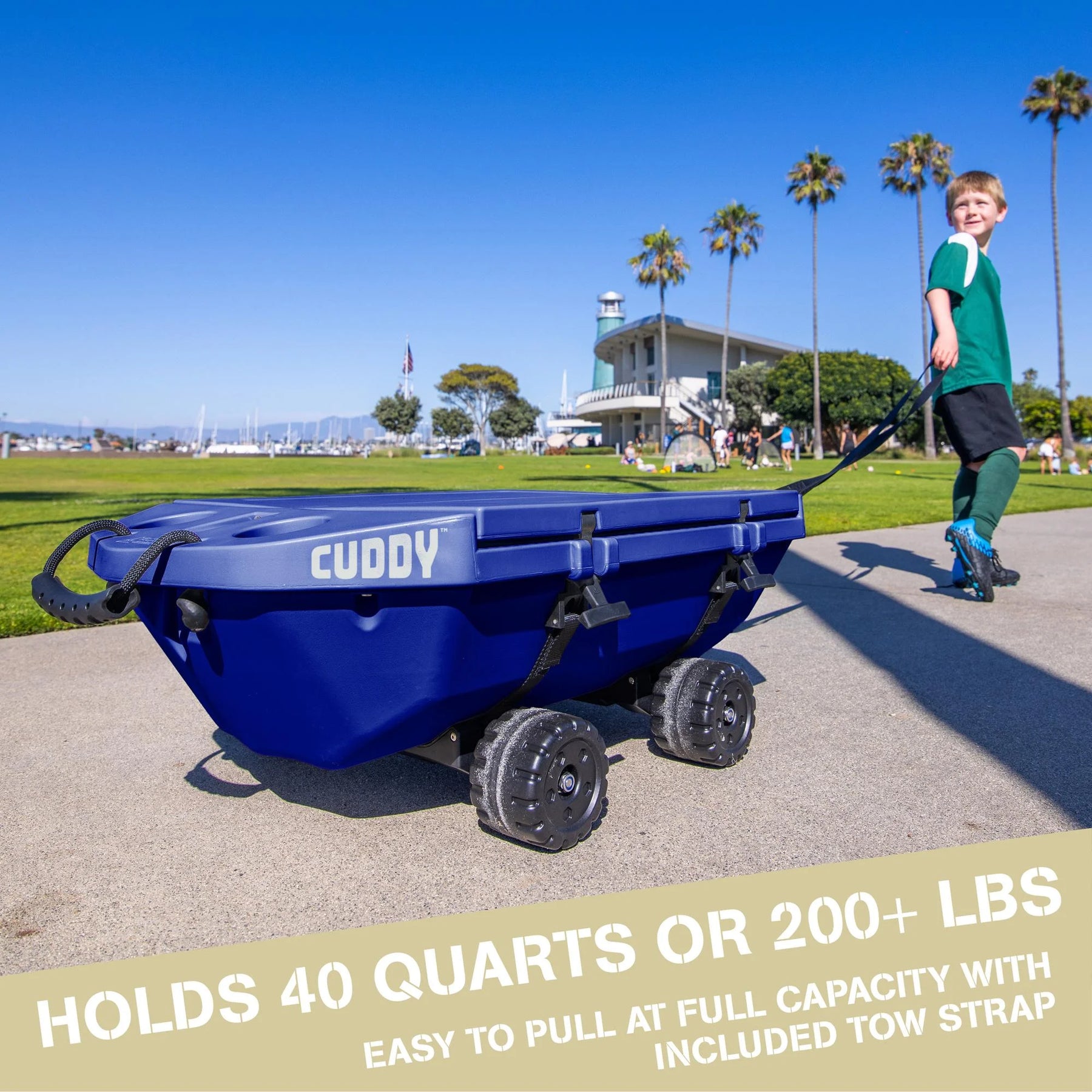 Cuddy 40 QT Floating Cooler and Dry Storage Vessel with Cuddy Crawler Wheel Kit - Navy - Product image 8