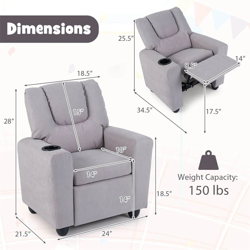 Kids Recliner Chair with Cup Holder & Side Pocket, Adjustable Toddler Lounge Sofa - Product image 80