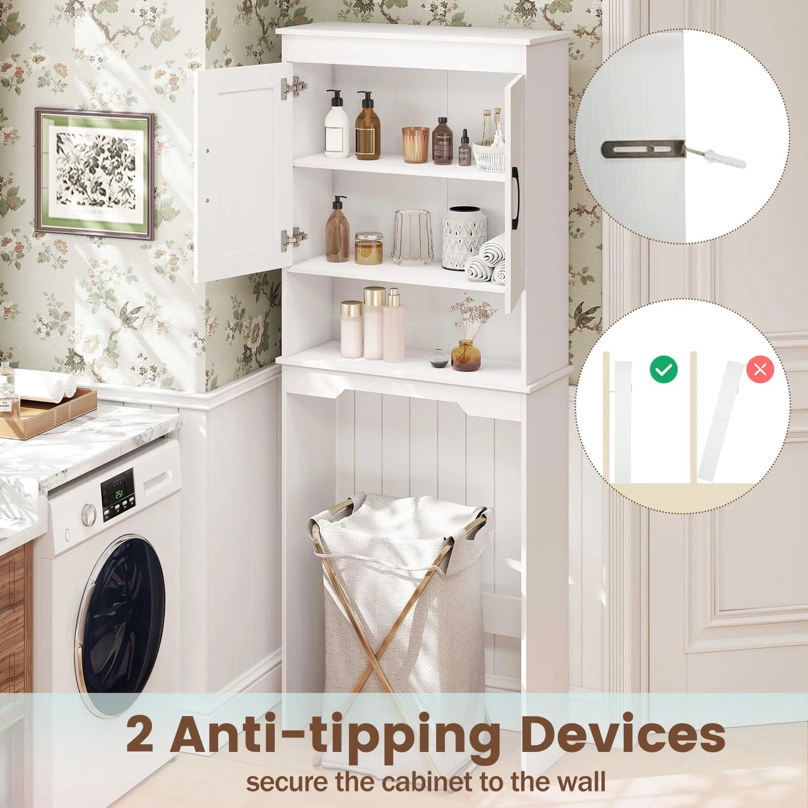 Tangkula Over Toilet Space Saver Bathroom Organizer with Storage Cabinet - Product image 6