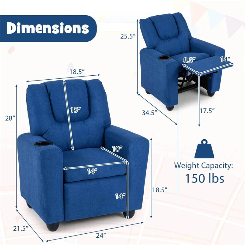 Kids Recliner Chair with Cup Holder & Side Pocket, Adjustable Toddler Lounge Sofa - Product image 91