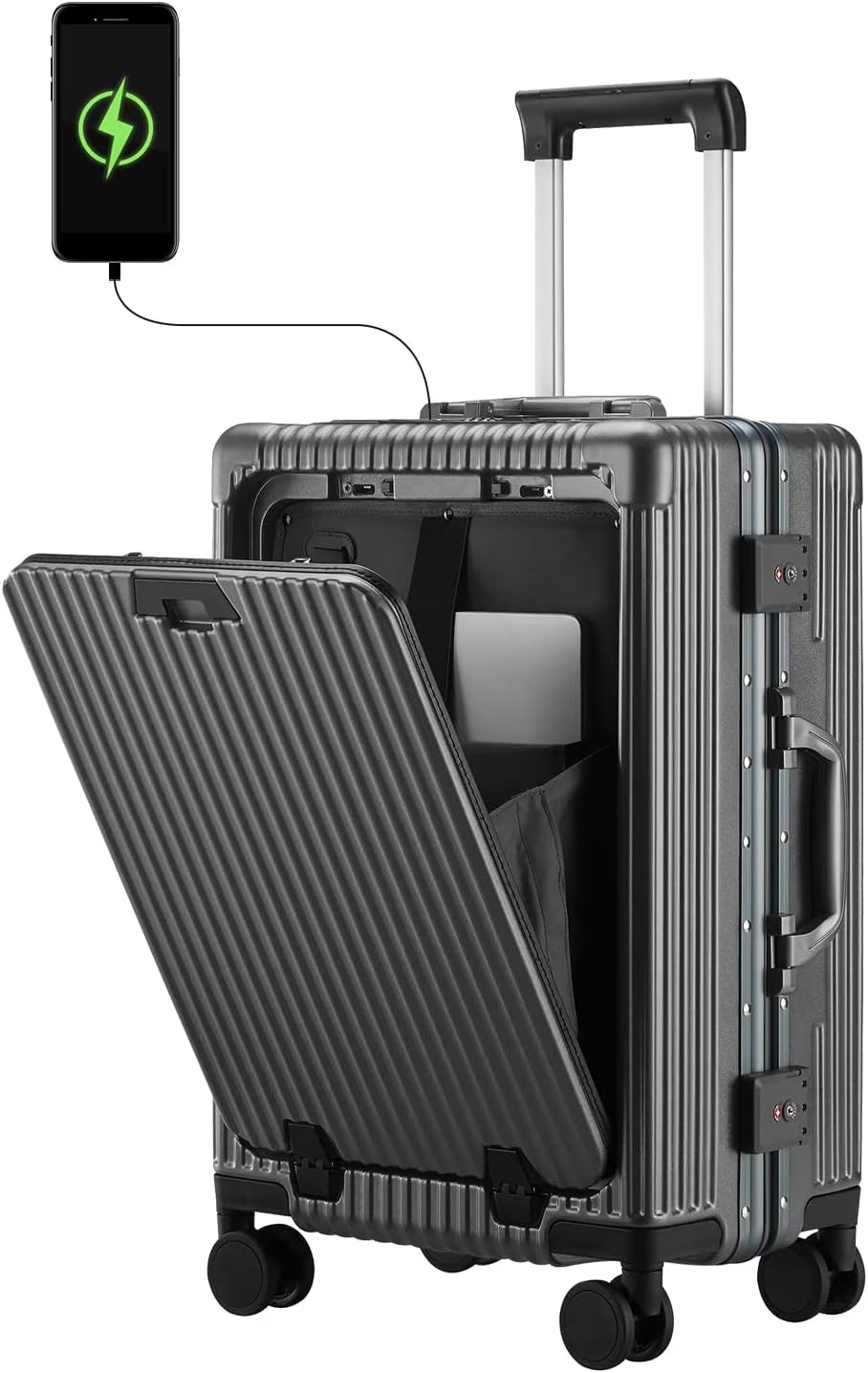 Carry - on Luggage with USB Charging Port, Front Compartment, TSA Lock - Product image 1