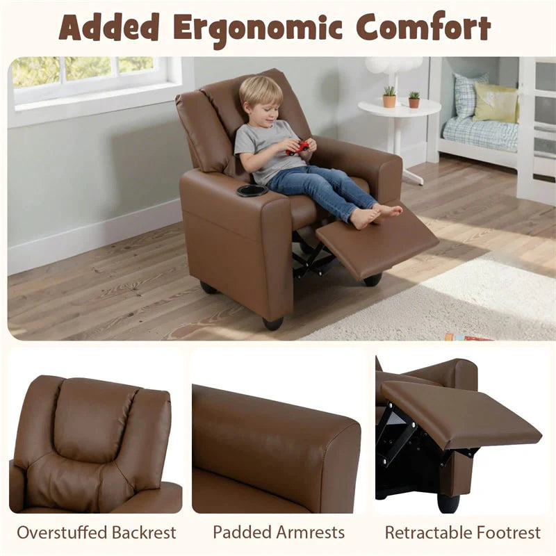 Kids Recliner Chair with Cup Holder & Side Pocket, Adjustable Toddler Lounge Sofa - Product image 43