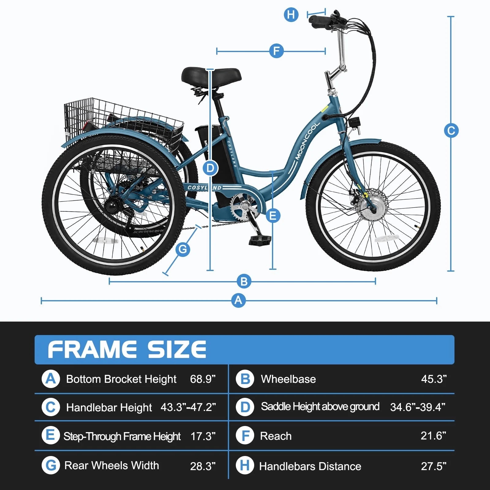 Lilypelle Electric Tricycle, 3 Wheel Motorized Bicycle, with 350W Motor 36V 10.4AH Lithium Battery UL - Product image 2