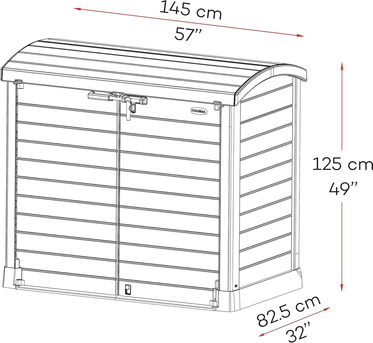 Duramax StoreAway 1200L Plastic Garden Shed/ Flat Lid,Outdoor Storage Shed,Wheelie Bin Hideaways,Wheelie bin box,Durable Construction,Ideal for Bikes,BBQs & 2x 240L Bins,145x85x125 cm,Brown