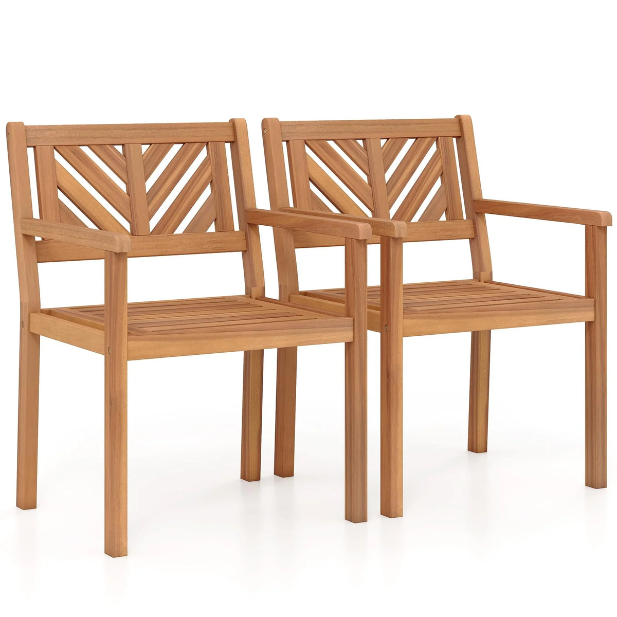 Tangkula Acacia Wood Patio Dining Chairs Set of 2/4 Heavy-Duty Wooden Armchairs for Porch - Product image 1