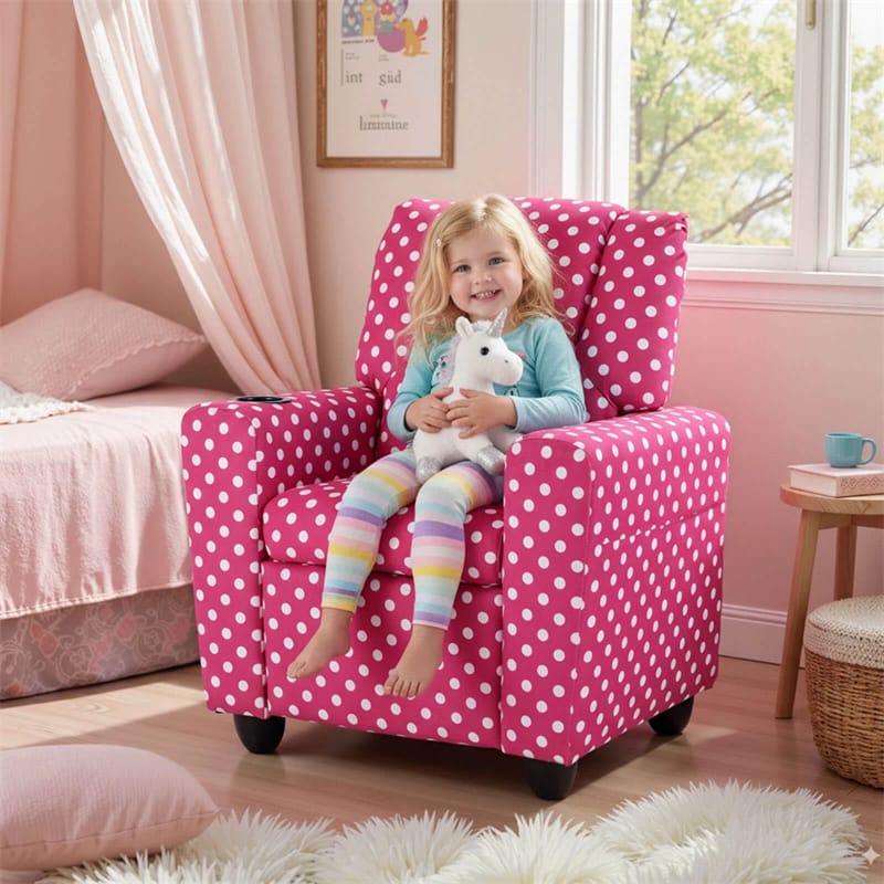 Kids Recliner Chair with Cup Holder & Side Pocket, Adjustable Toddler Lounge Sofa - Product image 69