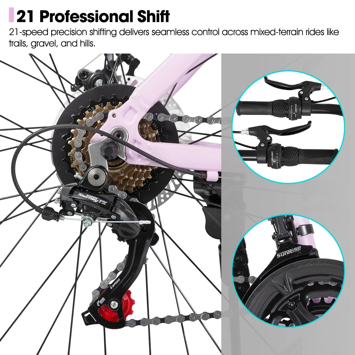 HILAND 26 in Mountain Bike, Mens and Womens Aluminum Frame MTB with 21 Speeds, Dis Brake - Product image 6