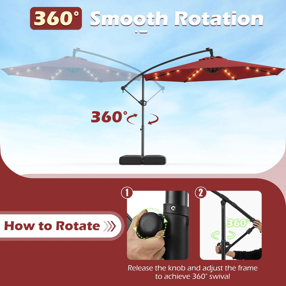Tangkula 10ft Solar Patio Umbrella with Base Included - Product image 3
