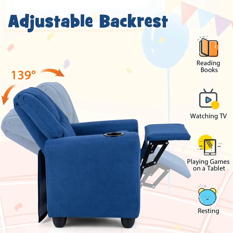 Kids Recliner Chair with Cup Holder & Side Pocket, Adjustable Toddler Lounge Sofa - Product image 94