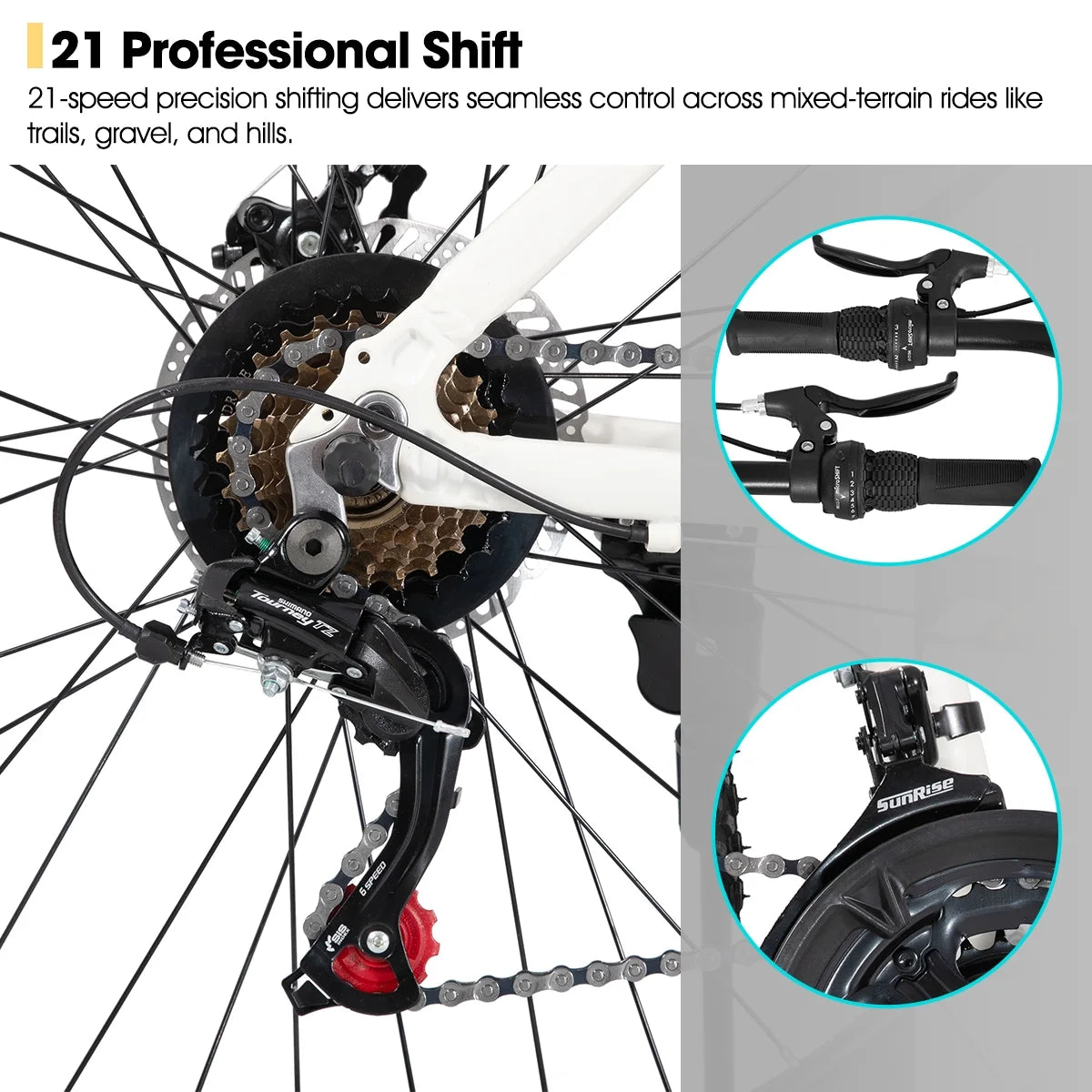 HILAND 26 in Mountain Bike, Mens and Womens Aluminum Frame MTB with 21 Speeds, Dis Brake - Product image 13