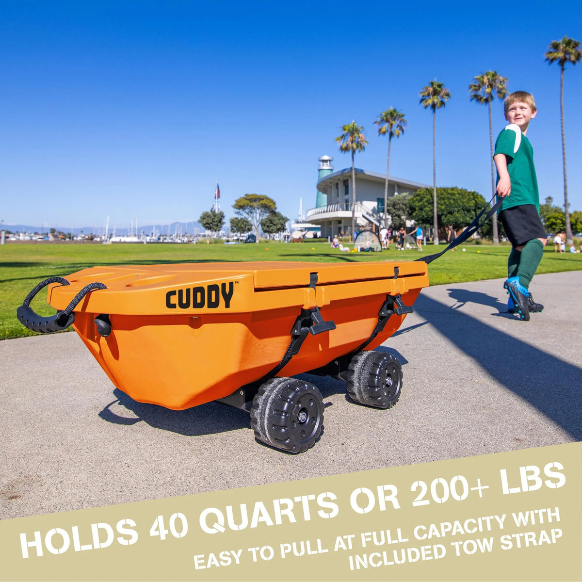 Cuddy 40 QT Floating Cooler and Dry Storage Vessel with Cuddy Crawler Wheel Kit - Navy - Product image 12