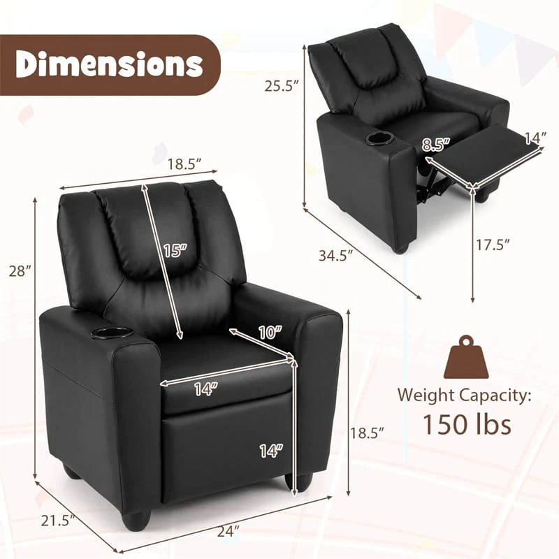Kids Recliner Chair with Cup Holder & Side Pocket, Adjustable Toddler Lounge Sofa - Product image 14