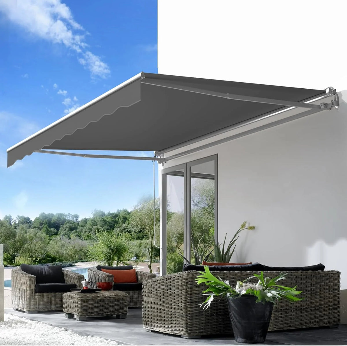 AECOJOY 16'x10' Manual Retractable Awning Sun Shade, Patio Awning Canopy - Product image 12