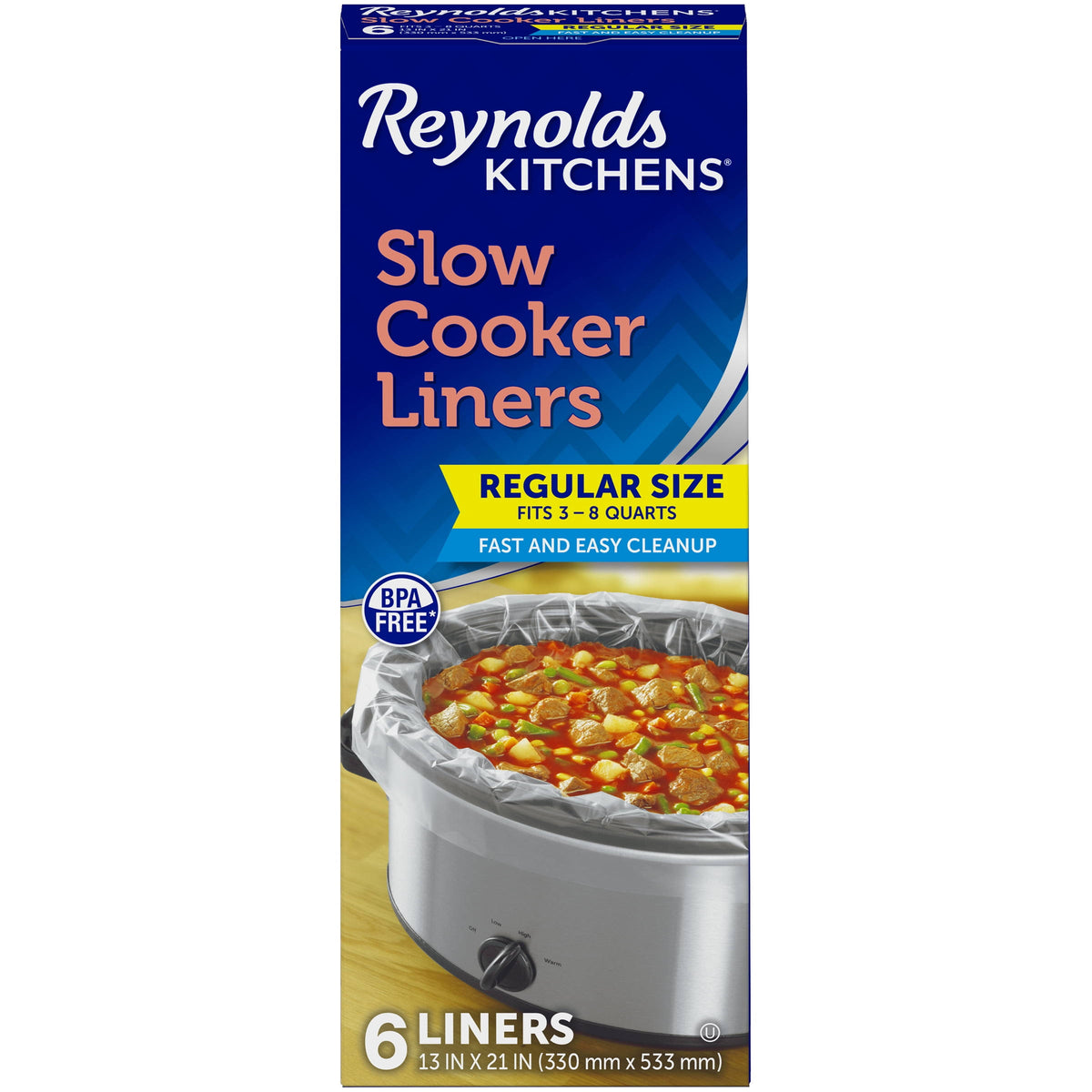Reynolds Kitchens Slow Cooker Liners, Regular (Fits 3-8 Quarts), 6 Count (Pack of 2) - Product image 1