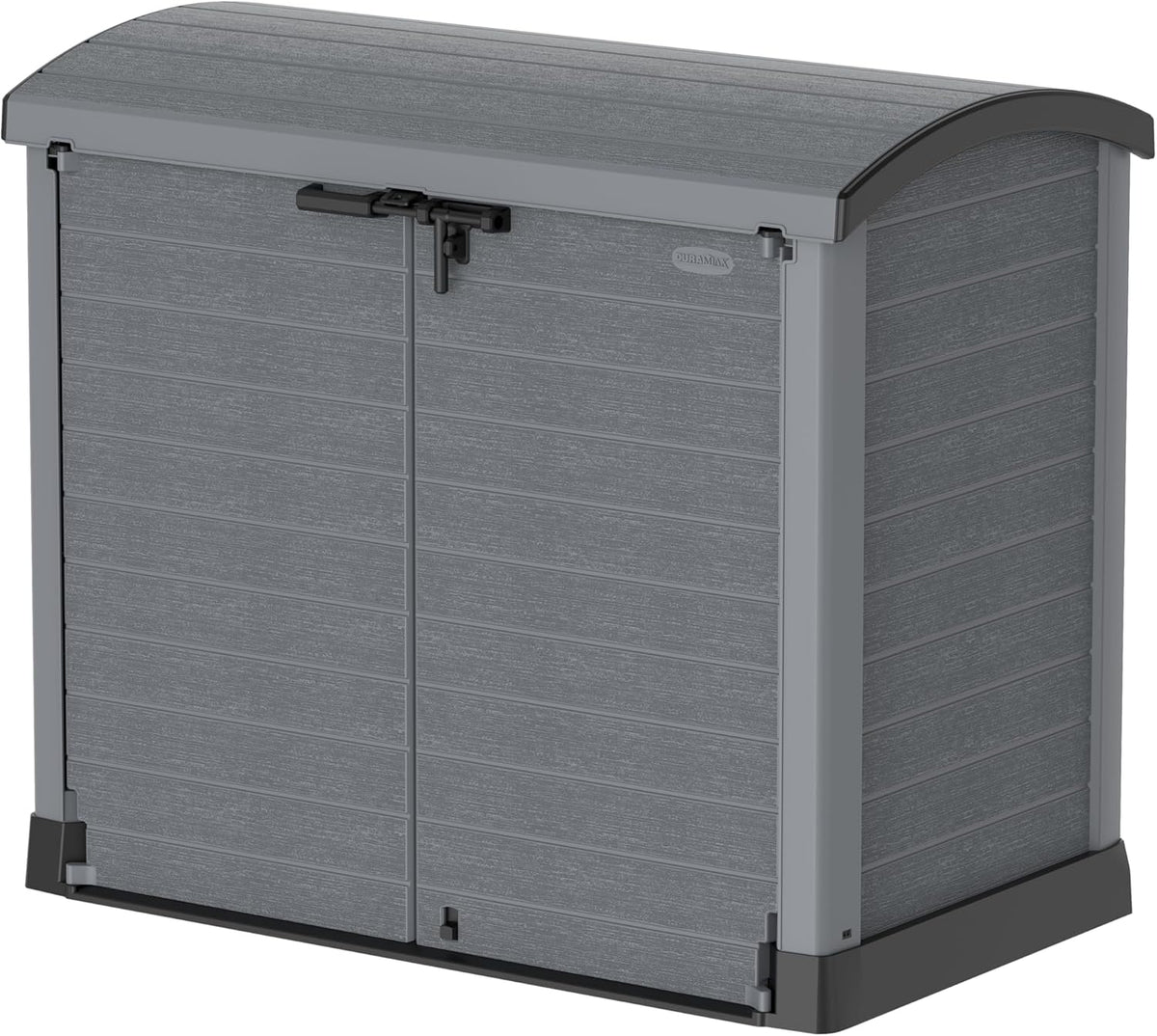 Duramax StoreAway 1200L Plastic Garden Shed/ Flat Lid,Outdoor Storage Shed,Wheelie Bin Hideaways,Wheelie bin box,Durable Construction,Ideal for Bikes,BBQs & 2x 240L Bins,145x85x125 cm,Brown