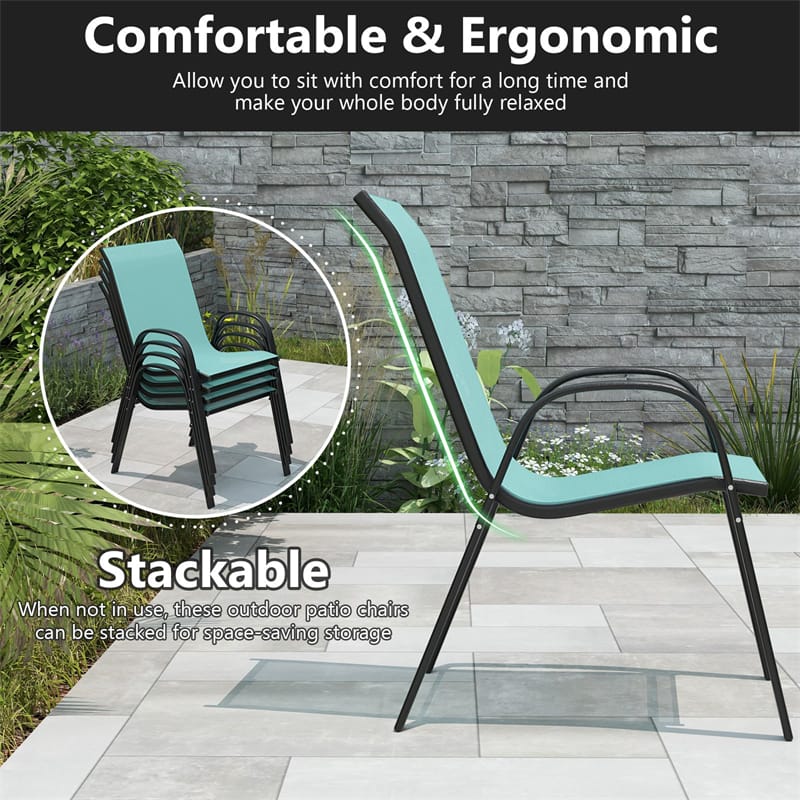 Set of 4 Outdoor Stackable Dining Chairs with Breathable Fabric, All Weather Patio Dining Chairs - Product image 43