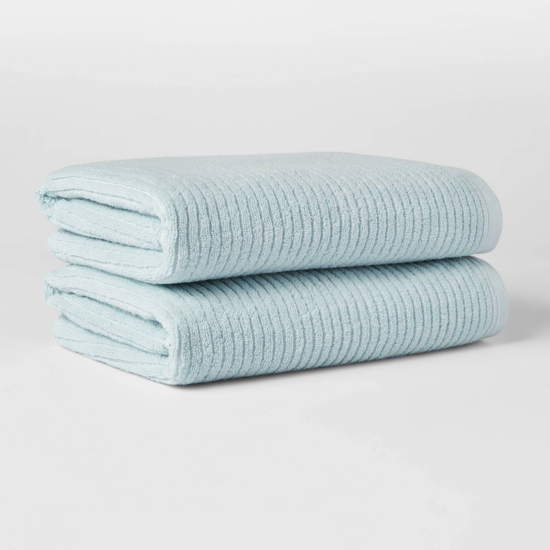 Threshold 2 Pack Quick Dry Ribbed Bath Towel Set in Aqua, Blue - Product image 1
